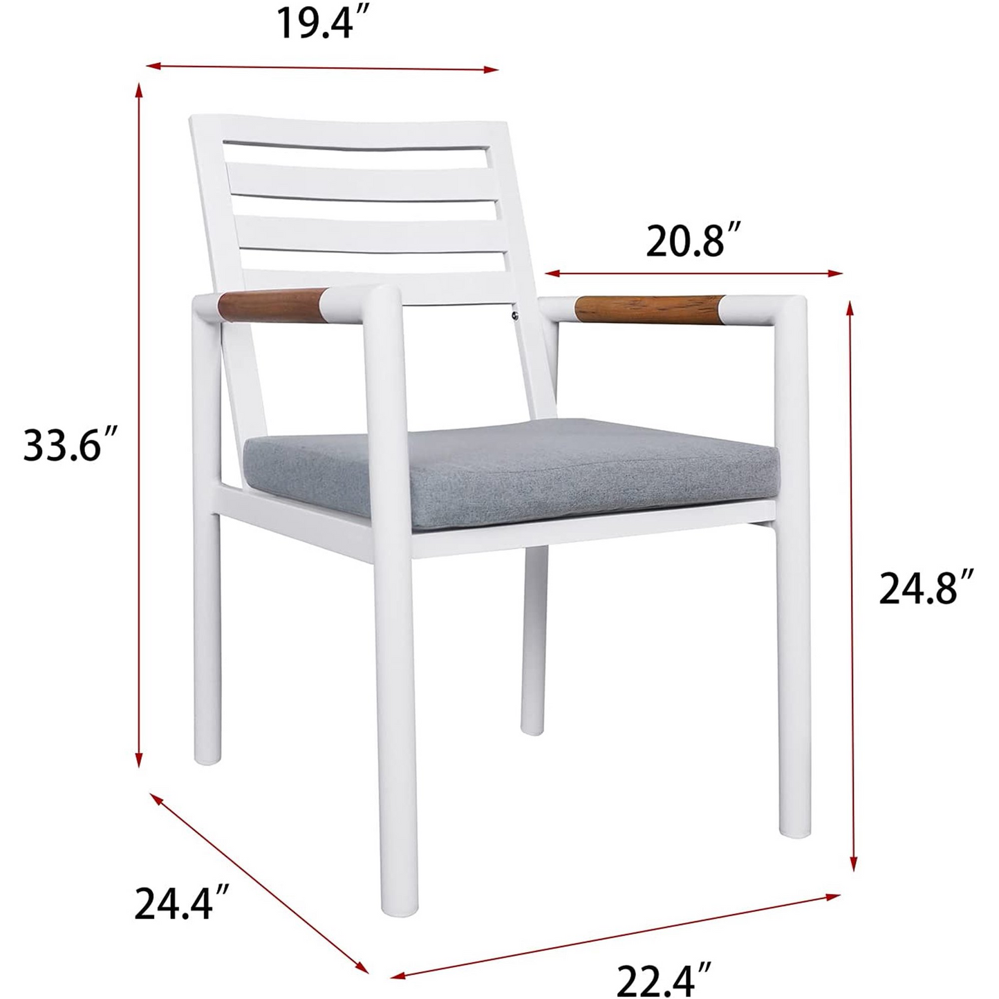 2Pcs Outdoor Dining Chairs, Aluminum Dining Armchair with Cushion