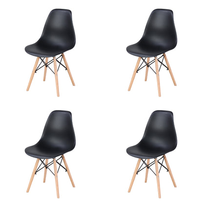 Living Room Chairs/Dining Chairs/Desk Chairs/Office Chairs/Leisure Chairs/Natural Beech Chairs with ABS backrest, a Set of 4, Black