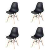 Living Room Chairs/Dining Chairs/Desk Chairs/Office Chairs/Leisure Chairs/Natural Beech Chairs with ABS backrest, a Set of 4, Black