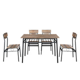 Rectangular Disassembly and Assembly P2 Board Iron Compartment 1 Table 4 Chairs Dining Table and Chair Set Natural Color