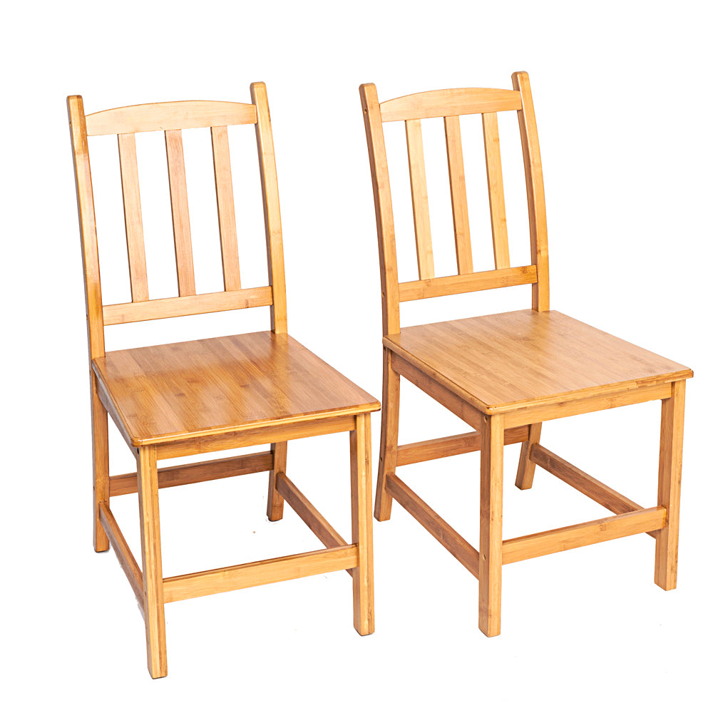2pcs Sturdy Bamboo Dining Chairs Wood Color