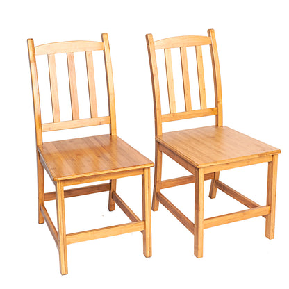 2pcs Sturdy Bamboo Dining Chairs Wood Color
