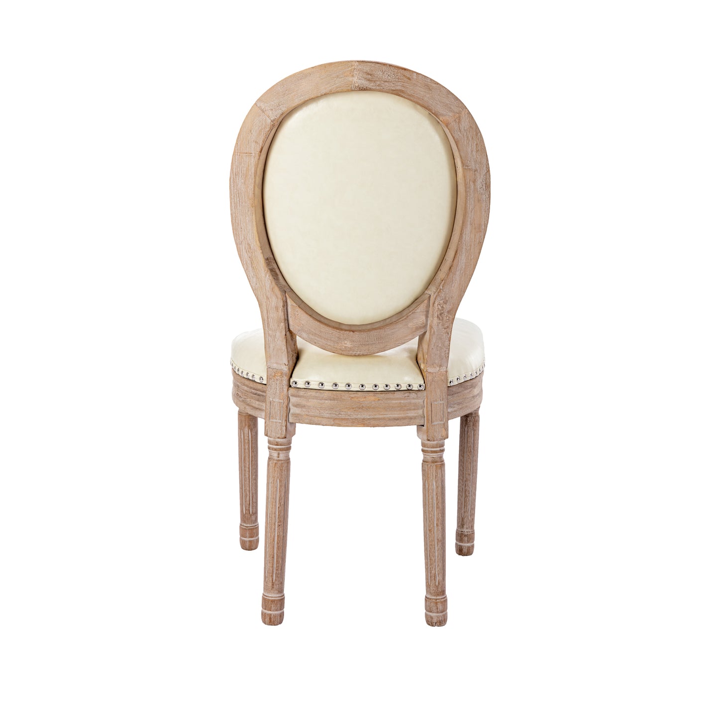 Set of 2 Upholstered French Dining Chair with rubber legs PU leather, Beige