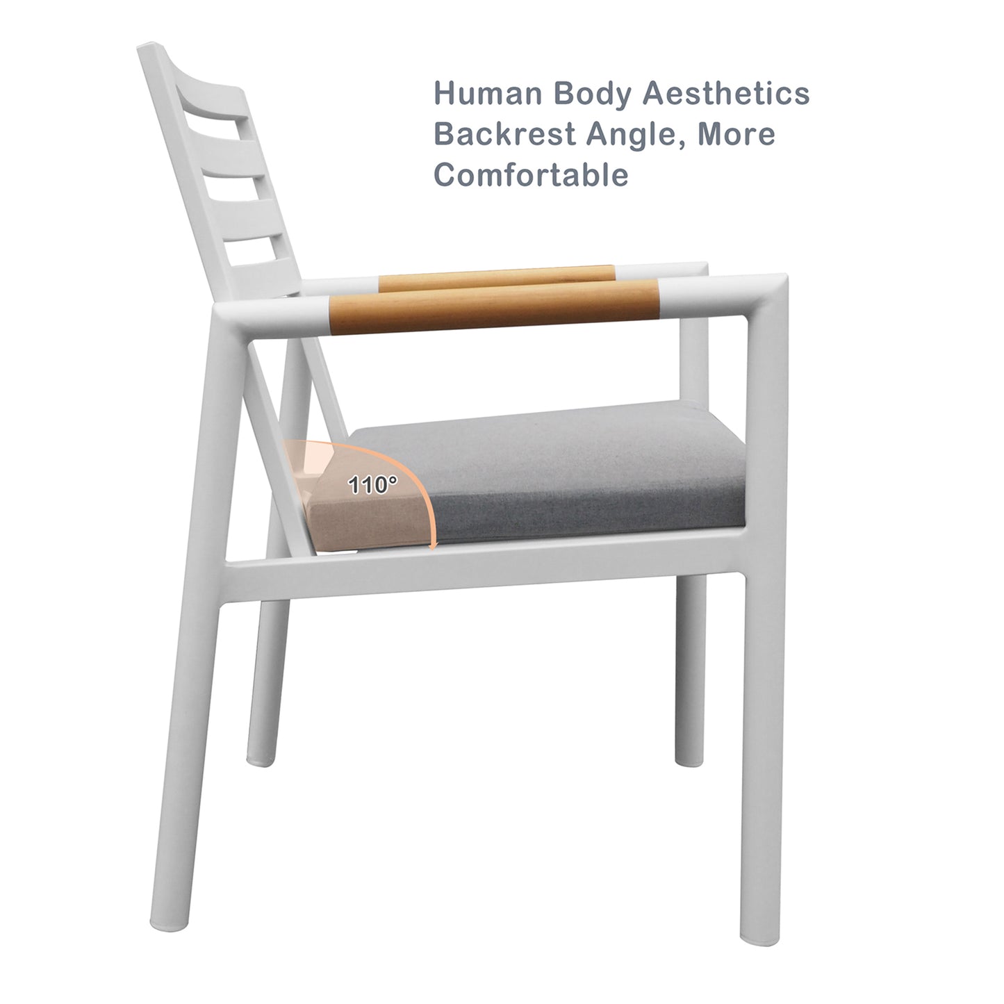 2Pcs Outdoor Dining Chairs, Aluminum Dining Armchair with Cushion