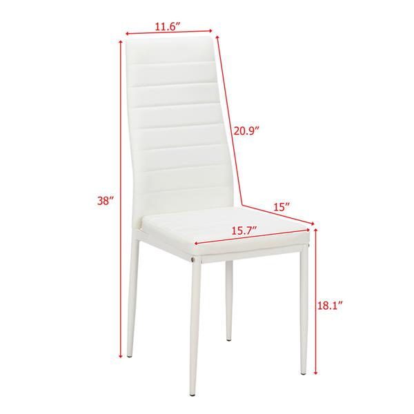 4pcs Elegant Assembled Stripping Texture High Backrest Dining Chairs White